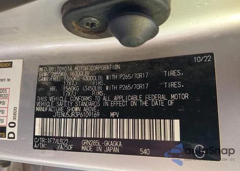 2023 Toyota 4Runner Sr5 Premium из США, поврежденный, VIN JTENU5JR3P6109169